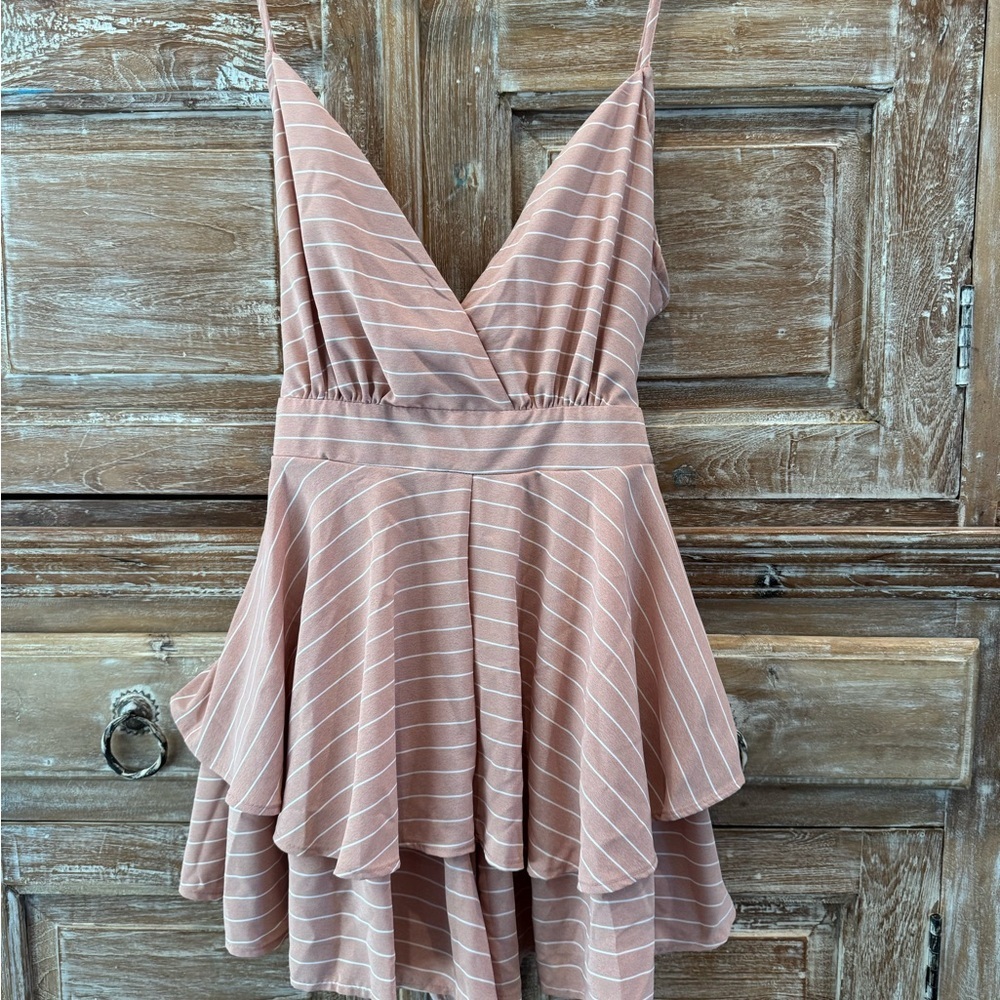 Revamped New Pink Striped Mini Romper Boho Cottagecore Pastel Soft Girl NWT